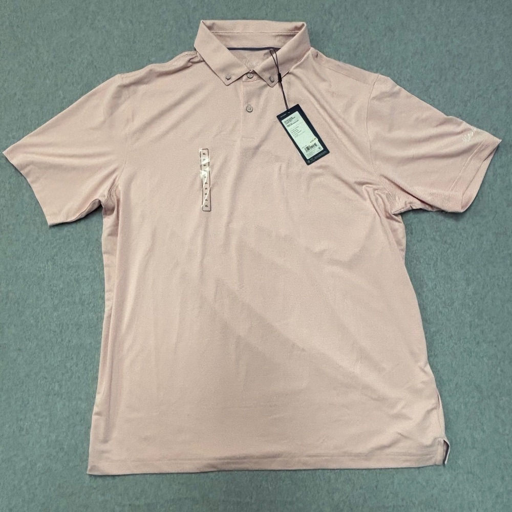 Walter Hagen Mens Performance 11 Golf Polo Shirt XL Pink White Stripe WH-P11MHT